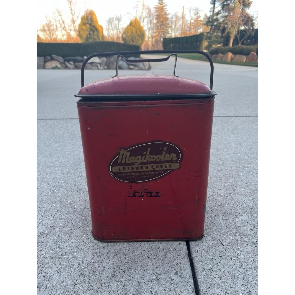 Vintage RARE Red Magikooler Leisure Chest 1950's 16" x 10"